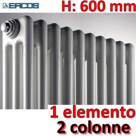 Radiatore tubolare bianco in acciaio 2 colonne - H 600 mm - Comby Ercos - ATCOMS90102600