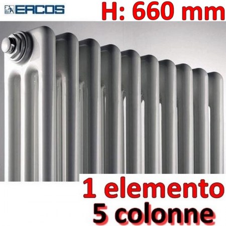 Radiatore tubolare bianco in acciaio 5 colonne - H 660 interasse 600 mm Comby Ercos ATCOMS90105660