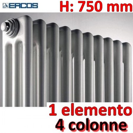 Radiatore tubolare bianco in acciaio 4 colonne - H 750 mm - Opera Ercos - ATOPXS90104750