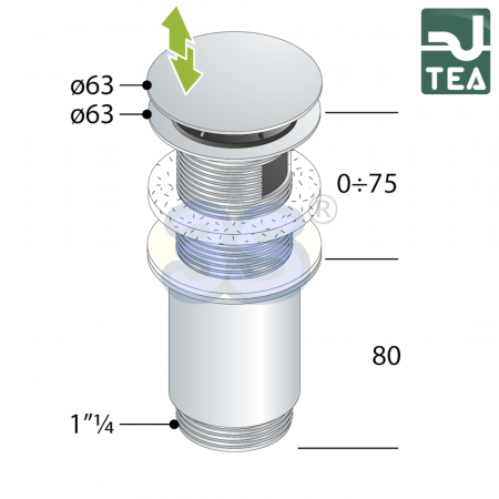 Piletta TEA clic-clac in ottone cromato per lavabo e bidet - 7533.370.5