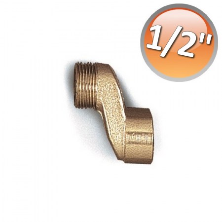 Raccordo eccentrico in ottone nichelato, attacchi MF1/2''x1/2'', con spostamento di 20 mm