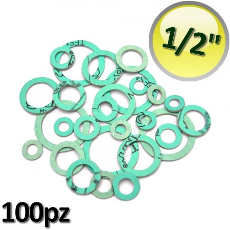 Guarnizioni da Ø 1/2', in giuntura senza amianto con spessore mm 2, per raccordi sanitari - 100 pezzi