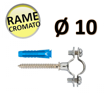 COLLARE E PERNO IN RAME CROMATO CON TASSELLO Ø 10 - 10 Pz - Oter