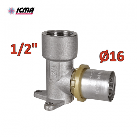 ICMA 410 - Raccordo a pressare 1/2″ Ø16 SEMPITER® per staffaggio a muro