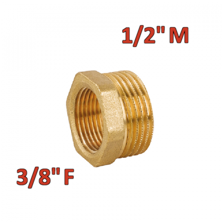 Riduzione esagonale in ottone con attacco Maschio 1/2″ x Femmina 3/8″