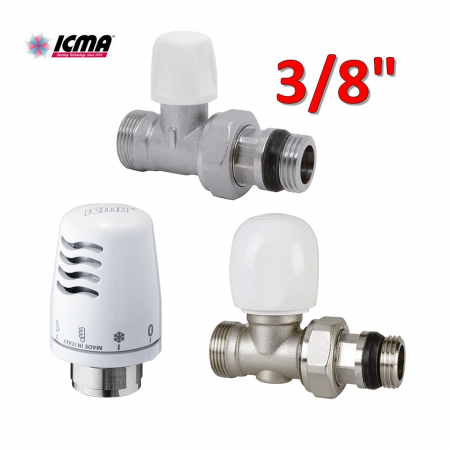 Kit termostatico ICMA - valvola + detentore + testa termostatica rame