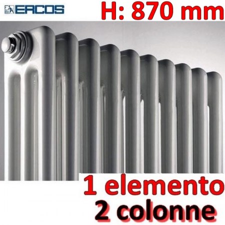 Radiatore tubolare bianco in acciaio 2 colonne - H 870 mm - Comby Ercos - ATCOMS90102870