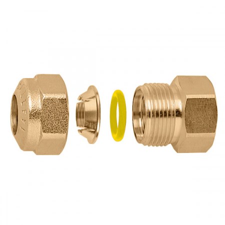 Bicono raccordo a compressione per tubo in rame - femmina 1/2″ x Ø 15 mm - 900415