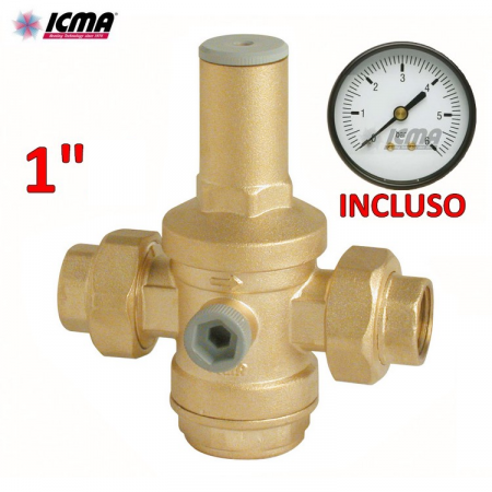 ICMA Riduttore di pressione per acqua 1″ F-F manometro incluso - 91245AG05243