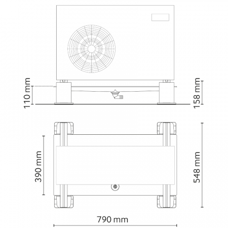 Kit a.g.s. da 790×548 h 158 mm completo di vaschetta raccogli condensa