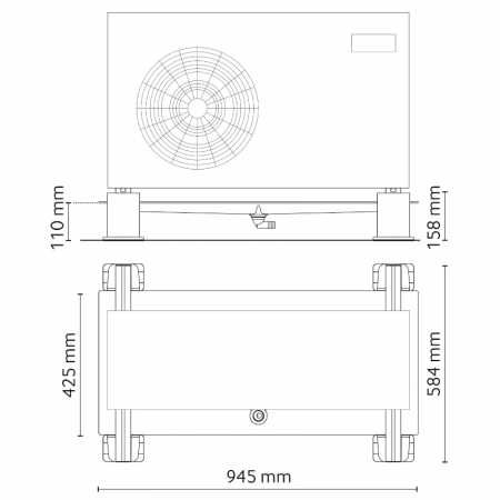 Kit a.g.s. da 945×584 h 158 mm completo di vaschetta raccogli condensa