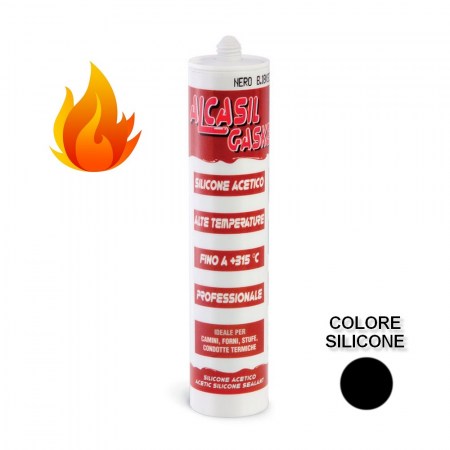 ALCASIL GASKET 300 - Silicone acetico Nero per alte temperature 300°C