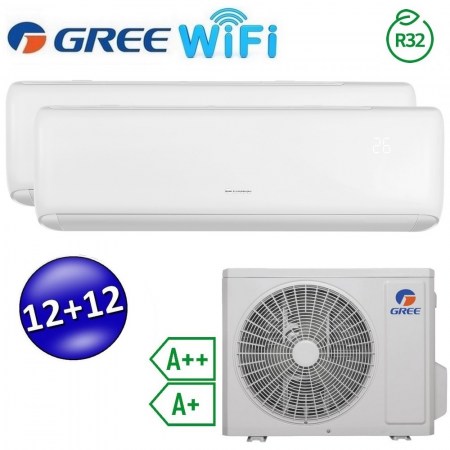 Climatizzatore inverter ARI dual split Wi-Fi 12000 + 12000 Btu (U.E.18) GREE R32 classe A++/A+ - ARIDUAL1212(18)