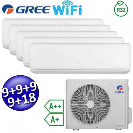 Climatizzatore inverter ARI penta split Wi-Fi 9+9+9+9+18 Btu - GREE R32 classe A++/A+ ARIPENTA999918(42)