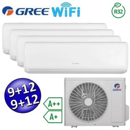 Climatizzatore inverter ARI quadri split Wi-Fi 9+9+12+12 Btu - GREE R32 classe A++/A+ ARIQUDRI991212(28)