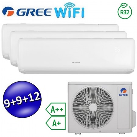 Climatizzatore inverter ARI trial split Wi-Fi 9000 + 9000 + 12000 Btu - GREE R32 classe A++/A+ - ARITRIAL9912(21)
