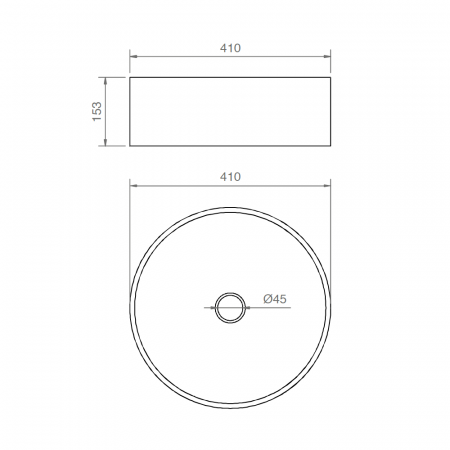 Lavabo d'appoggio tondo Ø 41 cm in ceramica, senza troppo pieno MUSA - PONSI  - SCHEDA TECNICA