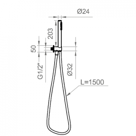 Kit doccia tondo presa acqua con supporto e doccetta in ottone - dimensioni