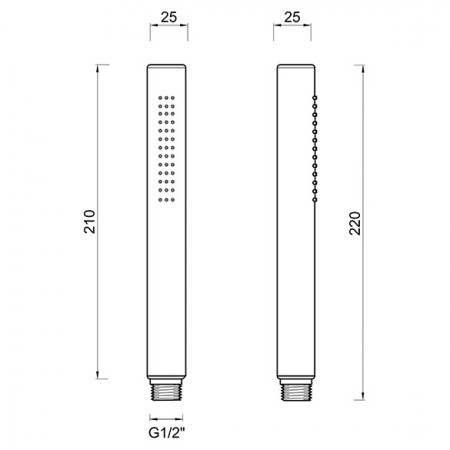 Doccetta Stick in ABS con attacco da 1/2 GM - BNDOCC025 Ponsi Dimensioni