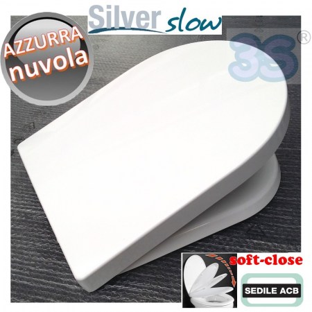 Sedile per wc NUVOLA Ceramica Azzurra chiusura rallentata SOFT CLOSE - ACB Ercos Silver Slow - BSTER1 SOFT