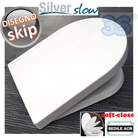 Sedile per wc SKIP Disegno Ceramica chiusura rallentata SOFT CLOSE - ACB Ercos Silver Slow - BSTER1 SOFT