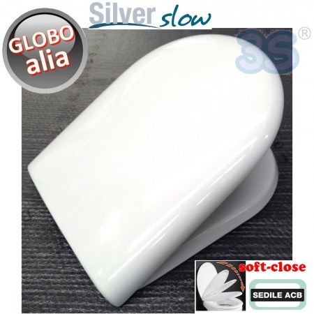 Sedile per wc ALIA Ceramica Globo chiusura rallentata SOFT CLOSE - ACB Ercos Silver - BSTER4.SOFT