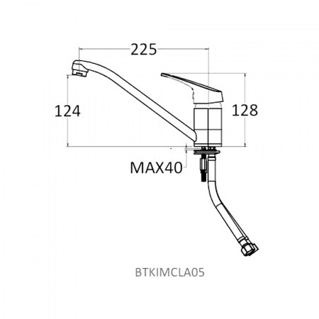 Miscelatore lavello cucina BTKIMCLA05 monoforo con bocca orientabile - PONSI - Disegno tecnico