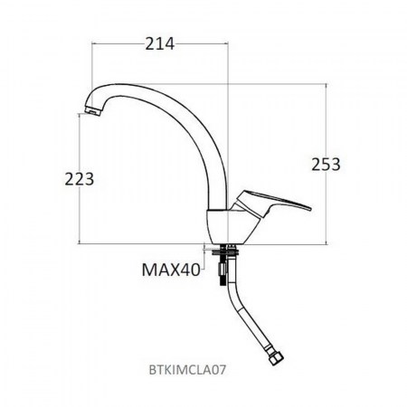 Miscelatore lavello cucina orientabile bocca alta - BTKIMCLA07 - PONSI - disegno tecnico