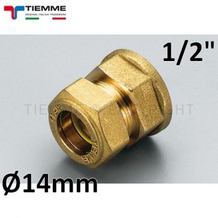 Bicono raccordo a compressione per tubo in rame - femmina 1/2 x Ø 14 mm - 1350004