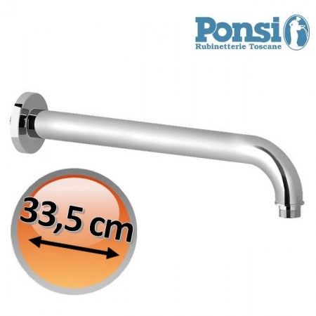 Braccio doccia tondo L. 335 mm in ottone cromato - Ponsi