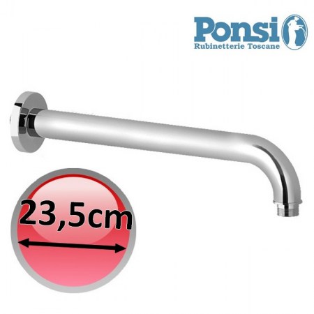 Braccio doccia tondo L. 235 mm in ottone cromato - Ponsi BNBRACBR25