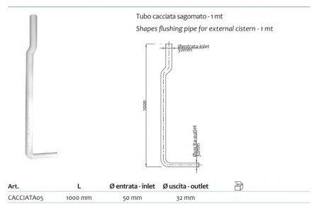 Tubo di cacciata scarico per cassetta wc a zaino