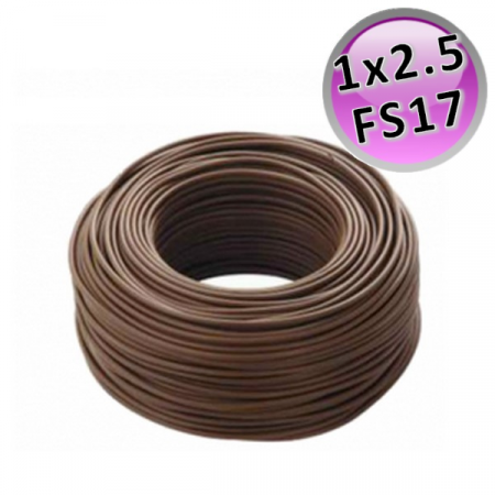 Cavo filo elettrico unipolare cordina FS17 - 1 X 2,5 mmq Marrone - rotolo 100 mt