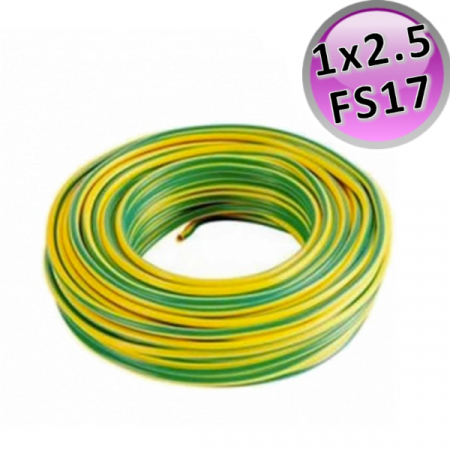 Cavo filo elettrico unipolare FS17 - 1 X 2,5 mmq Giallo / Verde - rotolo 100 mt