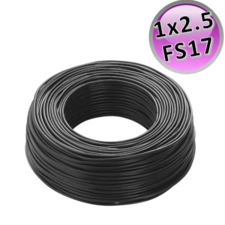 Cavo filo elettrico unipolare cordina FS17 - 1 X 2,5 mmq Nero - rotolo 100 mt