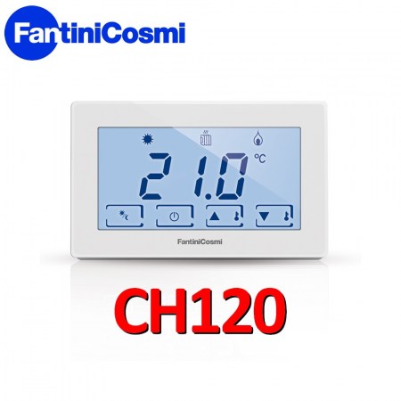 CH120 - Termostato ambiente digitale touchscreen con display LCD positivo e retroilluminazione bianca - Fantini Cosmi