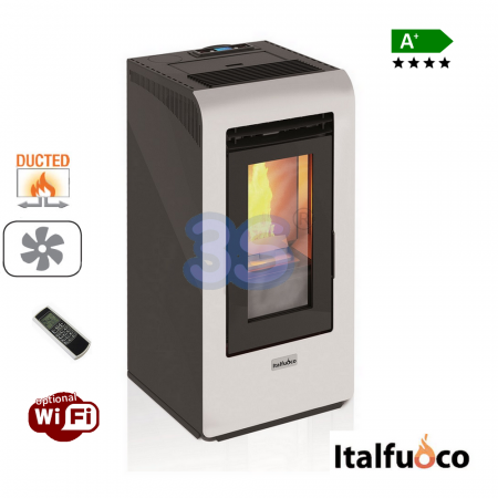 Stufa a pellet Italfuoco Cayenne potenza 10Kw 230 m³ bianca con telecomando CANALIZZATA - CYCA.10BC