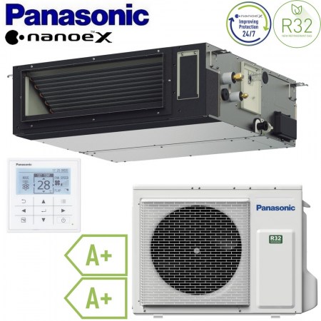 Climatizzatore mono canalizzato 12000 Btu 3.5 Kw R32 A+ Panasonic - nuova linea flessibile installazione orizzontale o verticale - S-3650PF3E+U-36PZ3E5+CZ-RTC5B