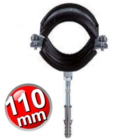 Collare in acciaio isofonico con gomma per tubi Ø 110 mm