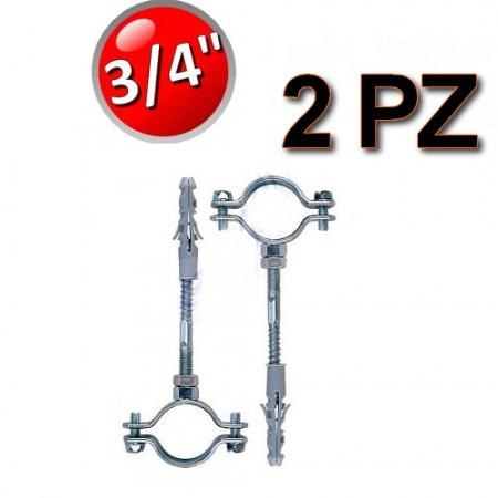 Collare in acciaio per tubi ferro 3/4 - 2 pezzi