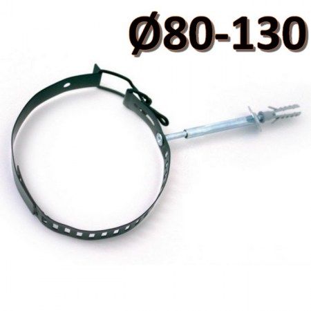 Collare di fissaggio nero per stufe a pellet regolabile per tubi Ø80-130 mm - PPFM80130