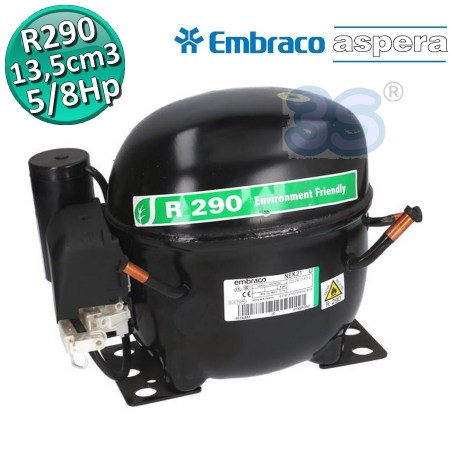 Compressore gas R290 LBP 5/8 Hp 13,54 cm3 Embraco Aspera NEK2150U