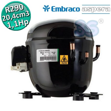 Compressore gas R290 LBP 1,1 Hp 20,44 cm3 Embraco Aspera NT2170U