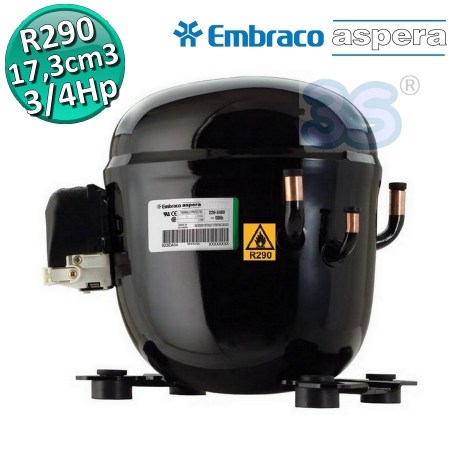 Compressore gas R290 MBP HBP 3/4 Hp 17,39 cm3 Embraco Aspera NT6220U