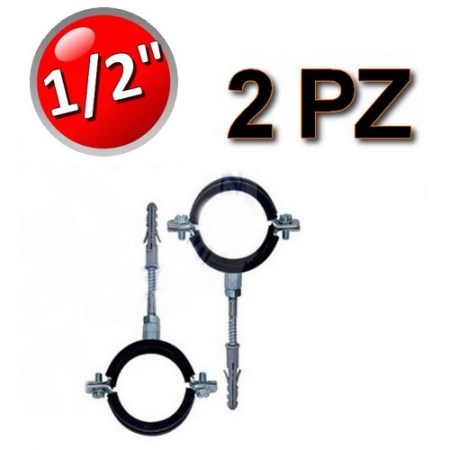 Collare in acciaio isofonico con gomma per tubi Ø 1/2″ - set 2 pezzi - 4701