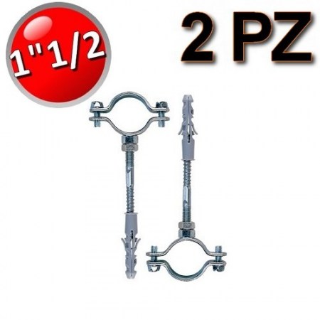 Collare in acciaio con vite e tassello per tubi Ø 1″1/2 - busta 2 pezzi - 1215