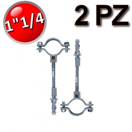 Collare in acciaio con vite e tassello per tubi Ø 1″1/4 - busta 2 pezzi - 1214