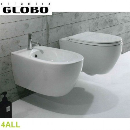 Coppia sanitari sospesi 4ALL 54x36 cm - Ceramica Globo wc bidet sedile chiusura tradizionale