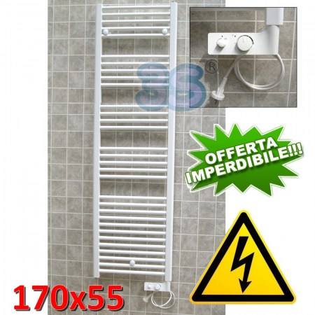 Scaldasalviette CORTINA elettrico bianco cm 170x55 con termostato - 1CO0000170355