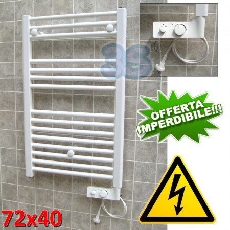 Scaldasalviette Cortina elettrico bianco cm 72x40 con termostato